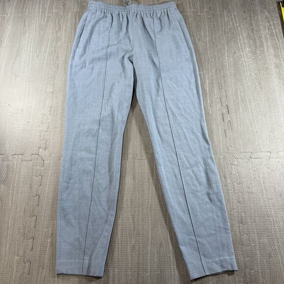 Theory Women’s 2 Lt Blue Wool Pants Stretch Waist Interior Drawstring Front Seam - Picture 1 of 6